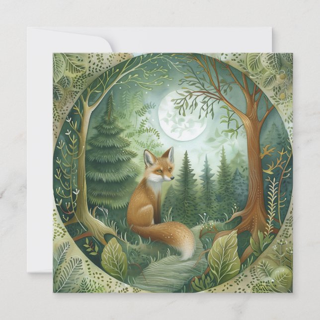 Invitación Mystical Woodland Wolf (Anverso)