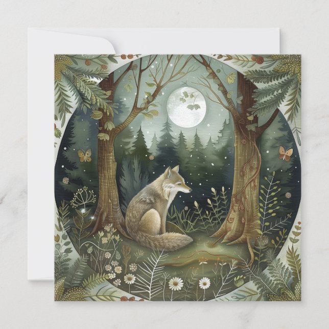 Invitación Mystical Woodland Wolf (Anverso)