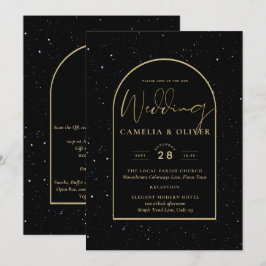 Invitación Mystique BLACK GOLD Starry Night Boda