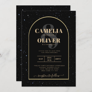 Invitación Mystique BLACK GOLD Starry Night Boda
