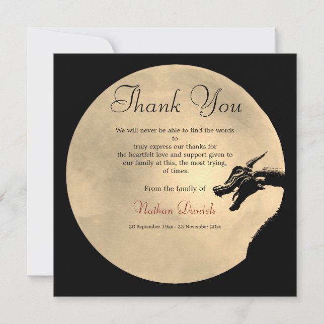 Invitación Mythical Dragon Funeral Thank You Cards (Anverso)