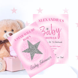 Invitación Nace una estrella de café Chica rosa de Baby Showe