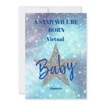 Nace Virtual Baby Shower Boy Blue Modern Star