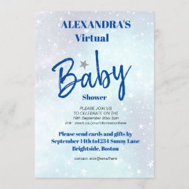 Invitación Nace Virtual Baby Shower Boy Blue Modern Star