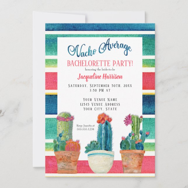Invitación Nacho promedio de bachillerato cactus de desierto  (Anverso)
