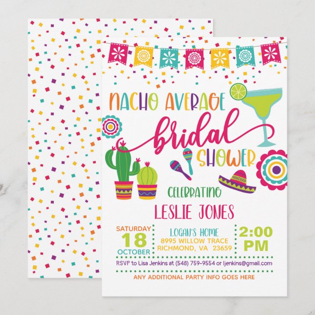 Invitación Nacho Promedio de Ducha Bridal - WH (Anverso / Reverso)