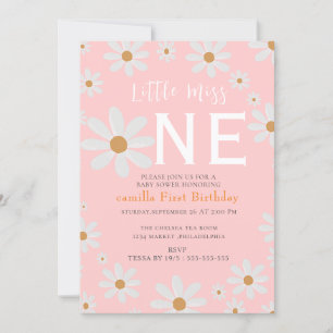 Invitación Nacida la pequeña Miss One Maravillosa Flores de m