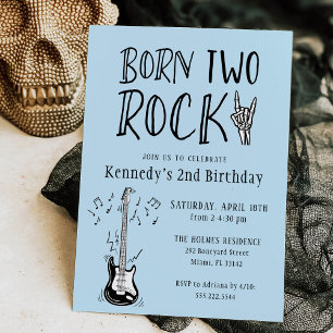 Invitación Nacido azul y negro dos guitarra rock segundo cump