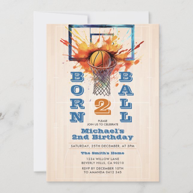 Invitación Nacido como Fiesta de 2º cumpleaños de Ball Boy (Anverso)