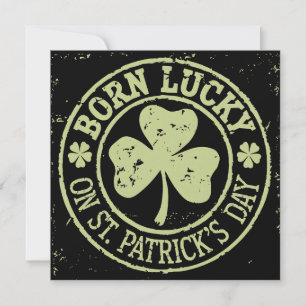 Invitación Nacido con Suerte el Día de San Patricio Cumpleaño