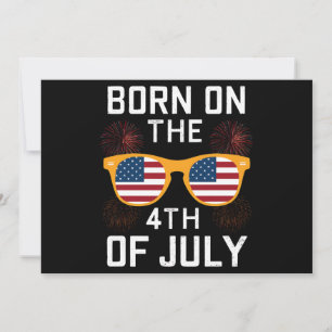 Invitación Nacido el 4 de julio Gafas de sol de cumpleaños EE