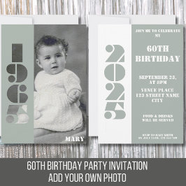 Invitación Nacido en 1965 foto 60 cumpleaños fiesta de invita