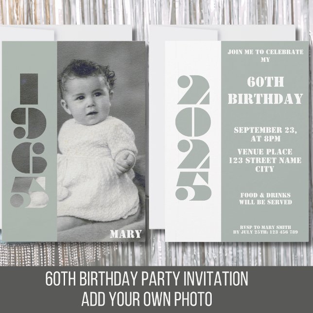 Invitación Nacido en 1965 foto 60 cumpleaños fiesta de invita (Subido por el creador)