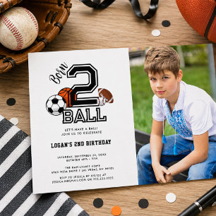 Invitación Nacido en 2 bolas   Segundo cumpleaños de niño con
