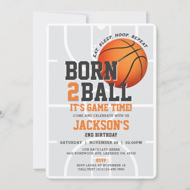 Invitación Nacido En Ball Sports Birthday Basketball Invitaci (Anverso)