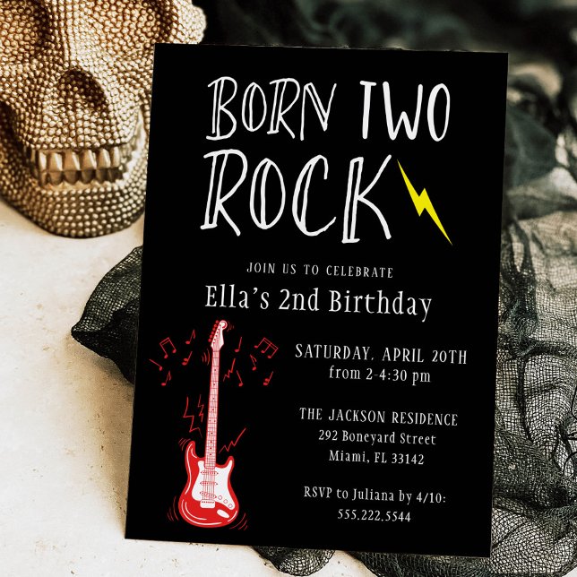 Invitación Nacido en blanco y negro Dos Guitarra Rock Segundo (Subido por el creador)