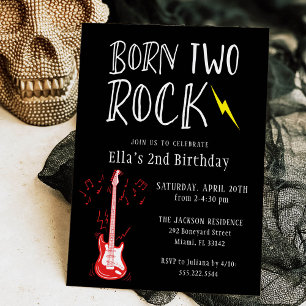 Invitación Nacido en blanco y negro Dos Guitarra Rock Segundo