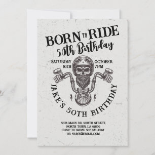Invitación Nacido En El Cráneo De Cumpleaños De Biker