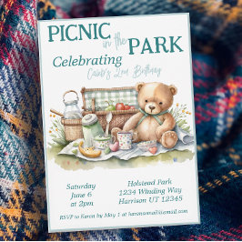 Invitación Nacido en el cumpleaños del Park Cute Bear