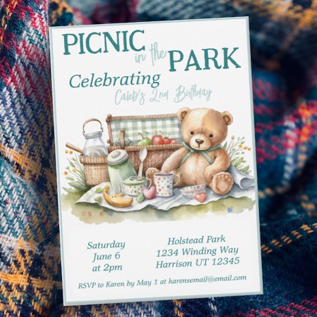 Invitación Nacido en el cumpleaños del Park Cute Bear (Subido por el creador)