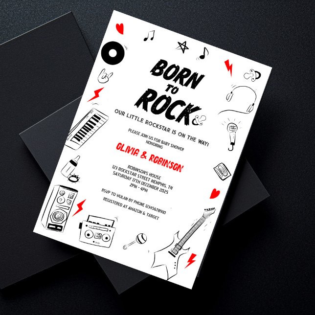 Invitación Nacido en Rock Star Baby Shower (Subido por el creador)