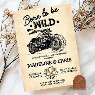 Invitación Nacido En Wild Vintage Motorbike Baby Shower