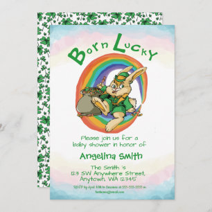 Invitación Nacido Lucky Little Saint Patrick Rabbit Baby Show