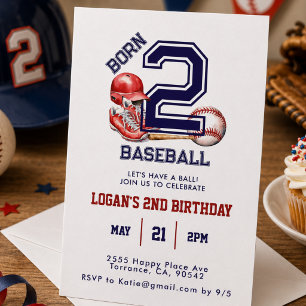 Invitación Nacido para el Béisbol   Tema Deportivo Cumpleaños