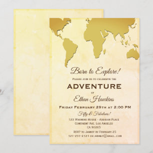 Invitación Nacido para explorar aventuras Viajes al Mundo Ani