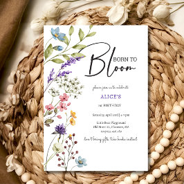 Invitación Nacido para florecer flores silvestres niños cumpl