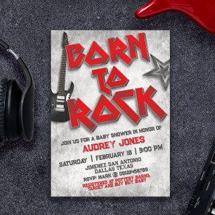 Invitación Nacido para Rock - Baby Shower