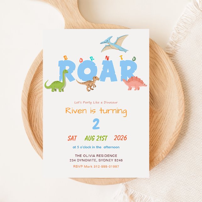 Invitación Nacido para Rugir Bebé de Dinosaurio Cumpleaños 2  (Subido por el creador)