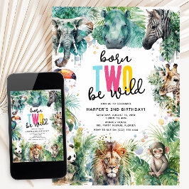 Invitación Nacido PARA Ser Salvaje! Animales de Safari Genial
