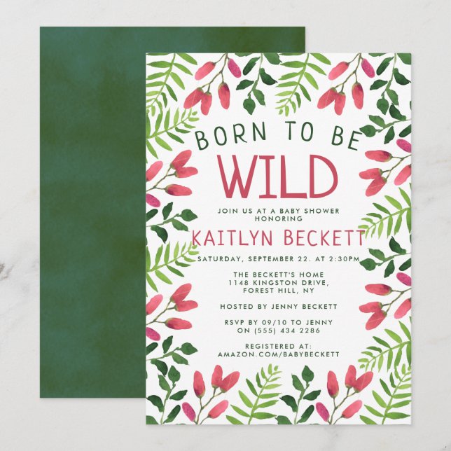 Invitación Nacido para ser salvaje Boho Baby Shower (Anverso / Reverso)