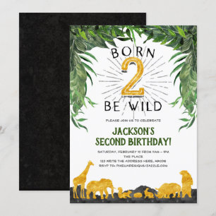 Invitación Nacido para ser salvaje, Safari, animal de la jung
