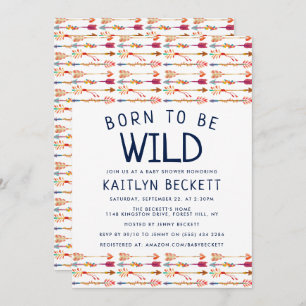 Invitación Nacido Para Ser Un Salvaje Boho Tribal Arroja A Ba