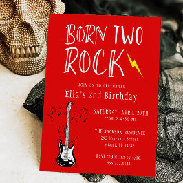 Invitación Nacido rojo y blanco dos guitarra rock segundo cum