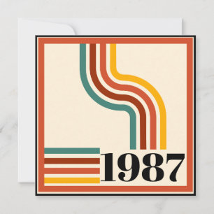 Invitación Nacido Vintage en 1987 Raya Retro 40 Cumpleaños