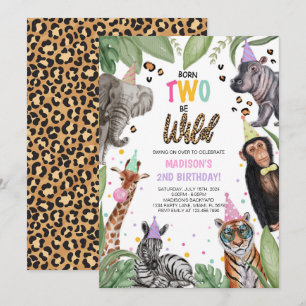 Invitación Nacidos dos dos sean salvajes Safari segundo cumpl