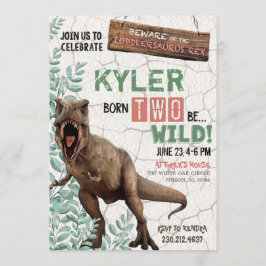 Invitación Nacidos dos Dos Sean Wild Dinosaur Birthday Invita