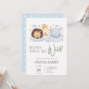 Invitación Nacidos dos en estado salvaje de 2º cumpleaños