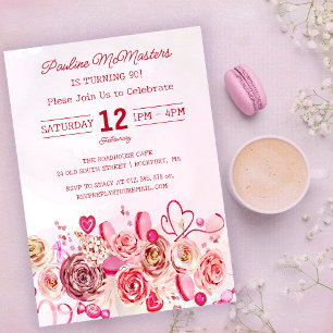 Invitación Nacimiento 90 de San Valentín de Rosas Rosa