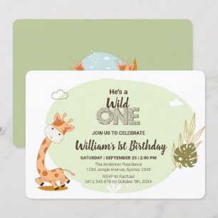 Invitación Nacimiento acuático de la jirafa del bebé, Safari 
