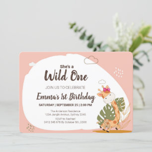 Invitación Nacimiento acuático de la jirafa del bebé, Safari 