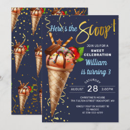 Invitación Nacimiento azul de la marina helada dulce de choco
