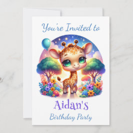 Invitación Nacimiento bebé Giraffe Fantasy Safari