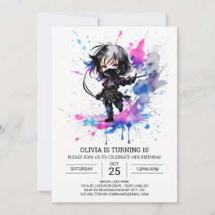 Invitación Nacimiento Bohemiano Chica Ninja