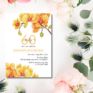 Invitación Nacimiento Botánico de la Flor Orquídea Amarilla