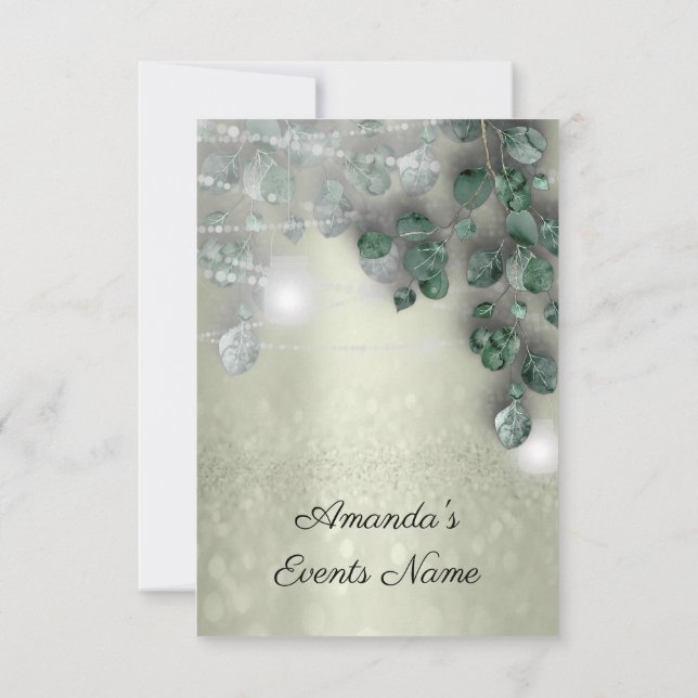 Invitación Nacimiento Bridal Shower Light Jar Verdor Rústico (Reverso)