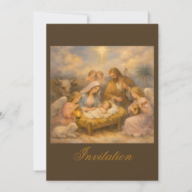 Invitación Nacimiento con Ángeles (Anverso)
